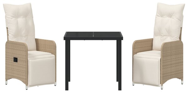 Kert étkező szett 3 pcs Bézs polirattan