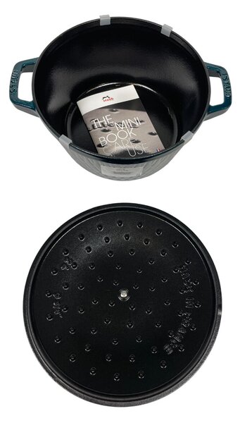 STAUB Öntöttvas főzőedény, zománcozott, 24 cm/4 liter, Cocotte Ronde Tengerkék színű /39/