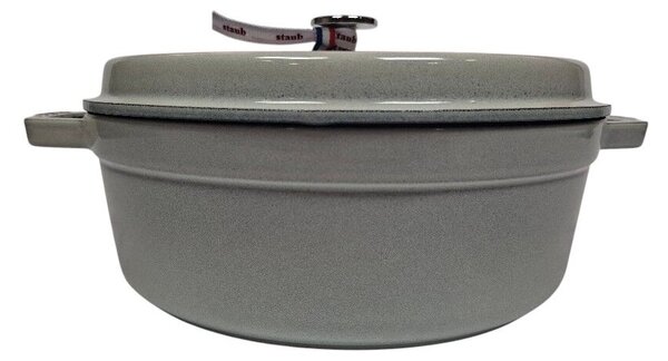 STAUB Öntöttvas főzőedény, zománcozott, 26 cm/4 liter, Cocotte Ronde kerek, fehér szarvasgomba (115)