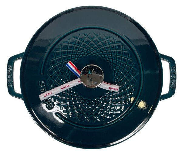 STAUB Öntöttvas főzőedény, zománcozott, 24 cm/4 liter, Cocotte Ronde Tengerkék színű /39/