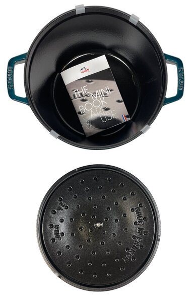STAUB Öntöttvas főzőedény, zománcozott, 24 cm/4 liter, Cocotte Ronde Tengerkék színű /39/