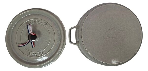 STAUB Öntöttvas főzőedény, zománcozott, 26 cm/4 liter, Cocotte Ronde kerek, fehér szarvasgomba (115)
