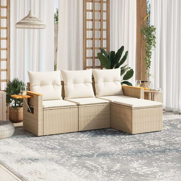 VidaXL Polyrattan Kerti Ülőgarnitúra - 4 részes - Bézs