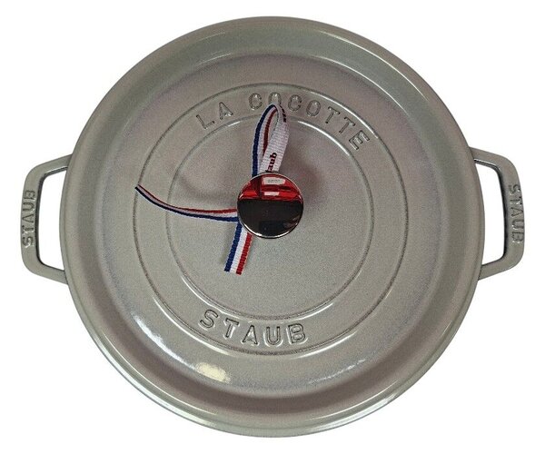 STAUB Öntöttvas főzőedény, zománcozott, 26 cm/4 liter, Cocotte Ronde kerek, fehér szarvasgomba (115)