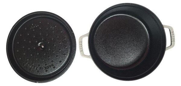 STAUB Öntöttvas főzőedény, zománcozott, 26 cm/4 liter, Cocotte Ronde kerek, fehér szarvasgomba (115)