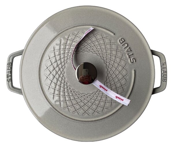 STAUB Öntöttvas főzőedény, zománcozott, 24 cm / 4 l, Cocotte Twister, tört fehér (fehér szarvasgomba) színű/4/