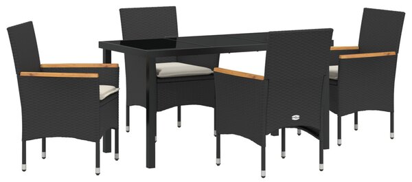 Kert étkező szett párnával 5 pcs Fekete polirattan