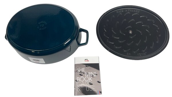 STAUB Öntöttvas főzőedény, zománcozott, 31 cm/5,6 liter, Tengerkék színű (62)
