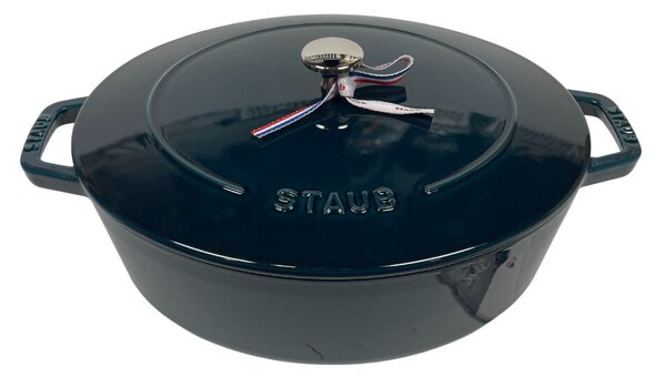 STAUB Öntöttvas főzőedény, zománcozott, 31 cm/5,6 liter, Tengerkék színű (62)