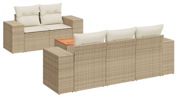 VidaXL Polyrattan Kerti Ülőgarnitúra - 6 részes - Bézs