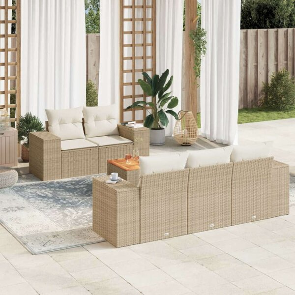 VidaXL Polyrattan Kerti Ülőgarnitúra - 6 részes - Bézs