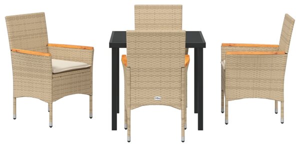 Kert étkező szett párnával 5 pcs Bézs polirattan