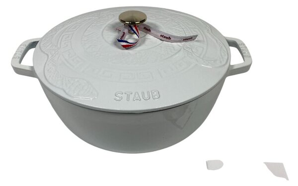STAUB Cocotte Öntöttvas főzőedény, zománcozott, 26 cm/4,9 liter, Cocotte Ronde kerek, Fényes fehér (Blanc) színben(78)