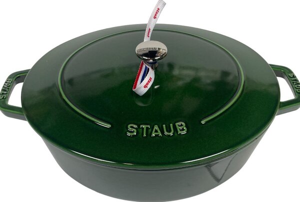 STAUB Öntöttvas főzőedény, zománcozott, 31 cm/5,6 liter, Bazsalikom zöld színű (77)