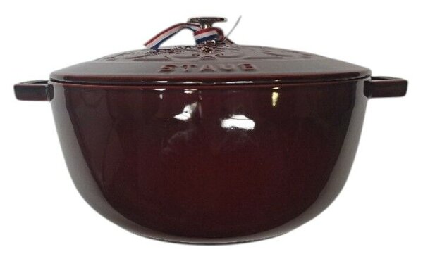STAUB Cocotte Öntöttvas főzőedény, zománcozott, 26 cm/4,9 liter, Cocotte Ronde kerek, Fényes gránátvörös(Grenadine) (103)