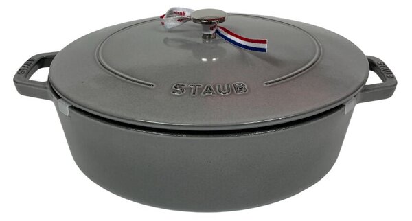 STAUB Öntöttvas főzőedény, zománcozott, 31 cm/5,6 liter, Cocotte Ovale Gafitszürke színű /49/