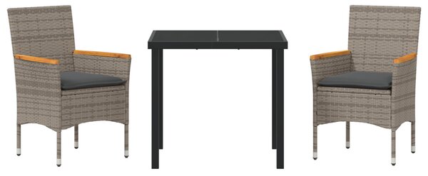 Kert étkező szett párnával 3 pcs Szürke polirattan