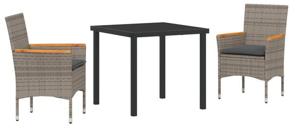 Kert étkező szett párnával 3 pcs Szürke polirattan