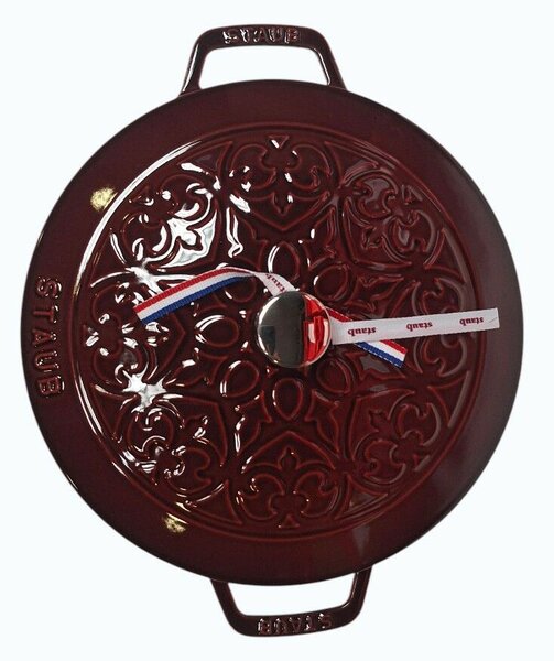 STAUB Cocotte Öntöttvas főzőedény, zománcozott, 26 cm/4,9 liter, Cocotte Ronde kerek, Fényes gránátvörös(Grenadine) (103)