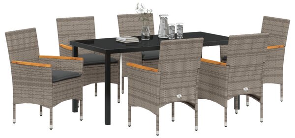 Kert étkező szett párnával 7 pcs Szürke polirattan