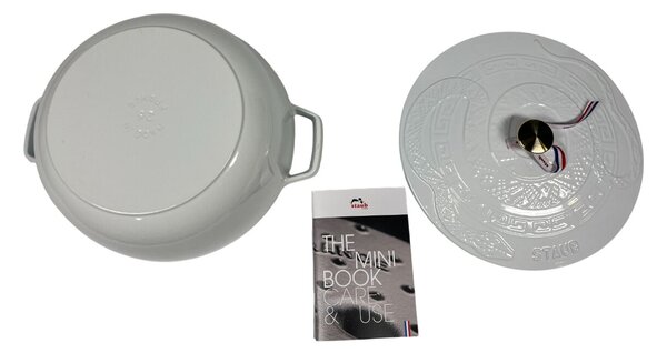 STAUB Cocotte Öntöttvas főzőedény, zománcozott, 26 cm/4,9 liter, Cocotte Ronde kerek, Fényes fehér (Blanc) színben(78)