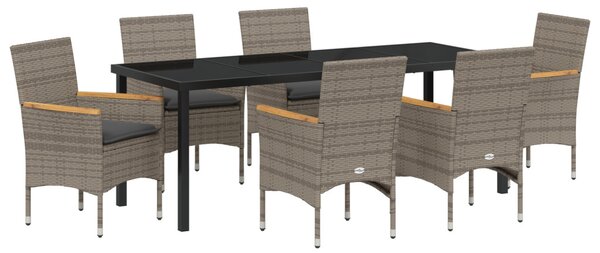 Kert étkező szett párnával 7 pcs Szürke polirattan