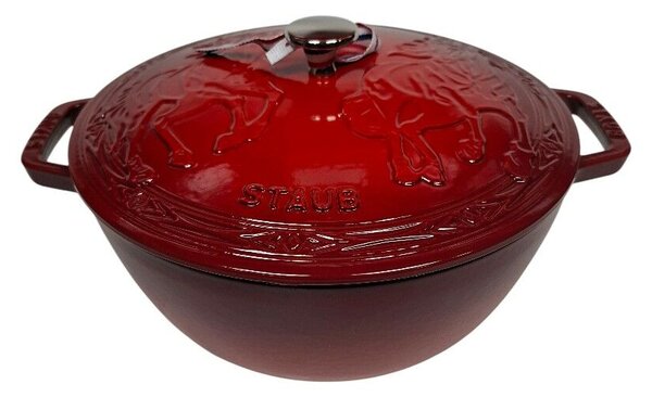 STAUB Öntöttvas főzőedény, zománcozott, 26 cm/4,9 liter, Cocotte Ronde kerek, cseresznye (109)