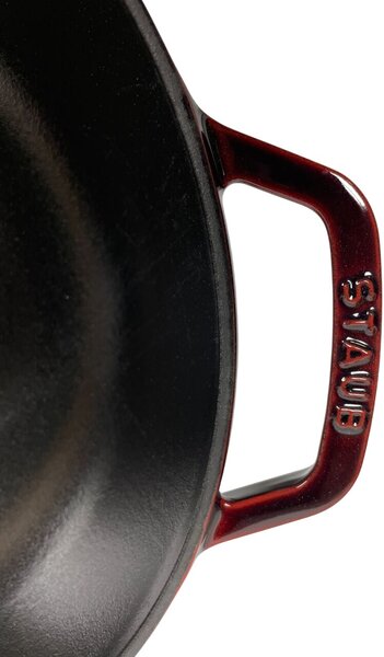 Staub Öntöttvas Wok, Perfect Pan 30 cm – Gránát Vörös, Hóálló üvegfedővel, 4,4 L (67)
