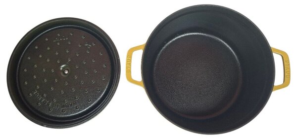 STAUB Öntöttvas főzőedény, zománcozott, 26 cm/5,25 liter, Cocotte Ronde kerek, citrom (112)