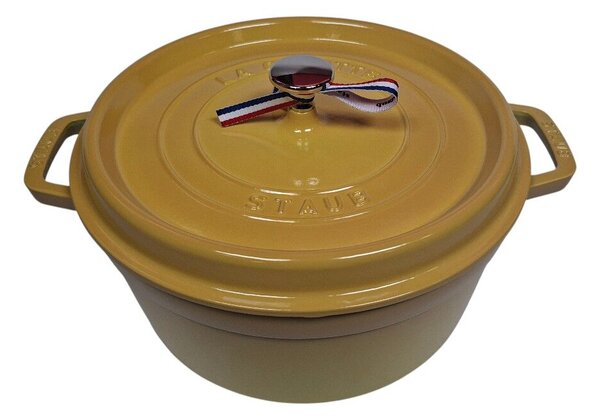 STAUB Öntöttvas főzőedény, zománcozott, 26 cm/5,25 liter, Cocotte Ronde kerek, citrom (112)