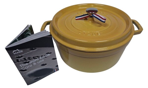STAUB Öntöttvas főzőedény, zománcozott, 26 cm/5,25 liter, Cocotte Ronde kerek, citrom (112)