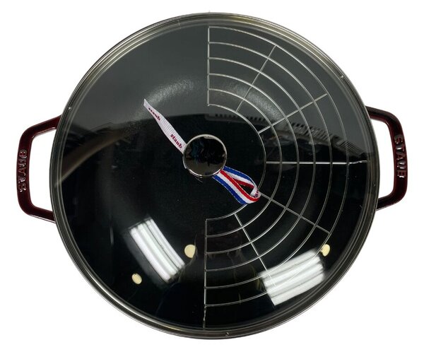 Staub Öntöttvas Wok, Perfect Pan 30 cm – Gránát Vörös, Hóálló üvegfedővel, 4,4 L (67)
