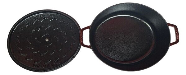 STAUB Öntöttvas főzőedény, zománcozott, 31 cm/5,59 liter, Cocotte La Marmite Ovale ovális, gránátvörös (108)
