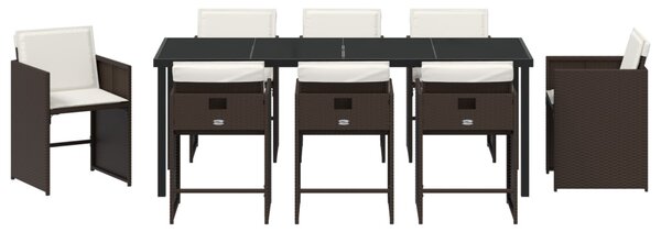 Kert étkező szett párnával 9 pcs Barna polirattan
