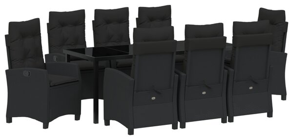 Kert étkező szett párnával 9 pcs Fekete polirattan