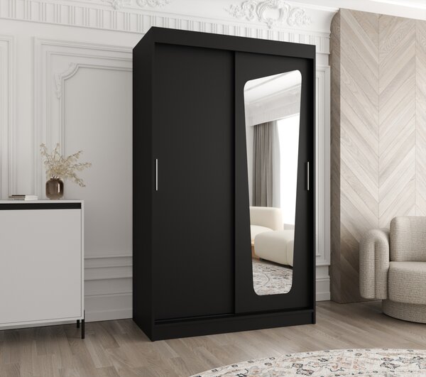 120 cm-es ZAMIRA ruhásszekrény tükörrel - fekete