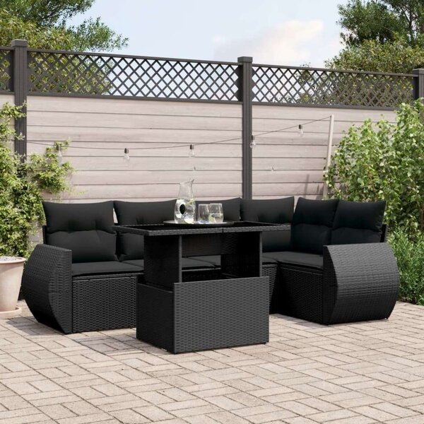 VidaXL Polyrattan Kerti Ülőgarnitúra - 6 részes - Fekete