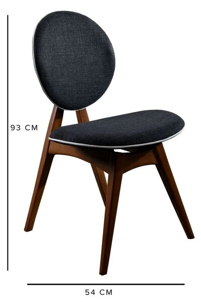 Hanah Home 2 db étkezőszék szett 54x55x93 cm, tömör bükk, 100%-os kárpitozás, dió és antracit - Ellenőrzött A · Re-Bloom