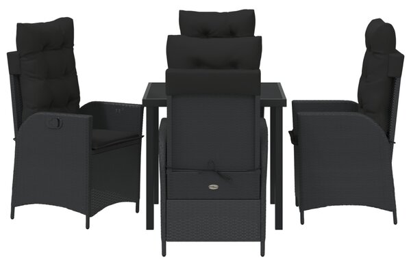 Kert étkező szett párnával 5 pcs Fekete polirattan