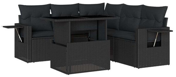 VidaXL Polyrattan Kerti Ülőgarnitúra - 6 részes - Fekete