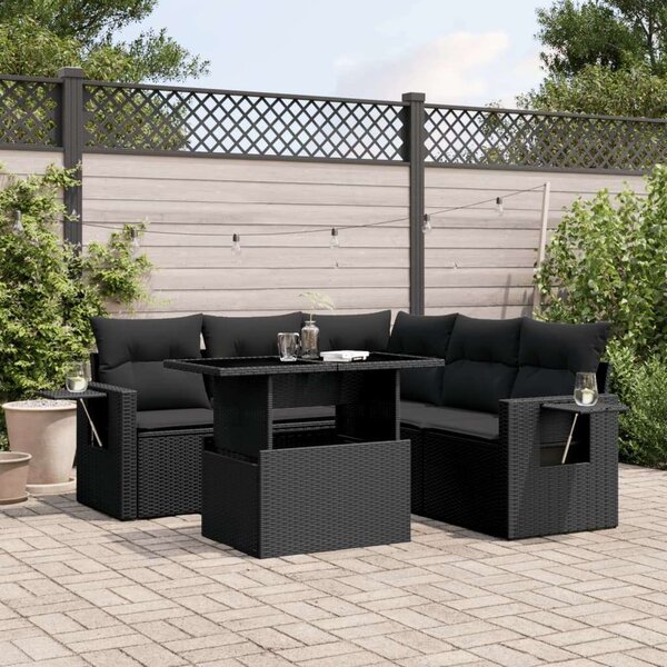 VidaXL Polyrattan Kerti Ülőgarnitúra - 6 részes - Fekete