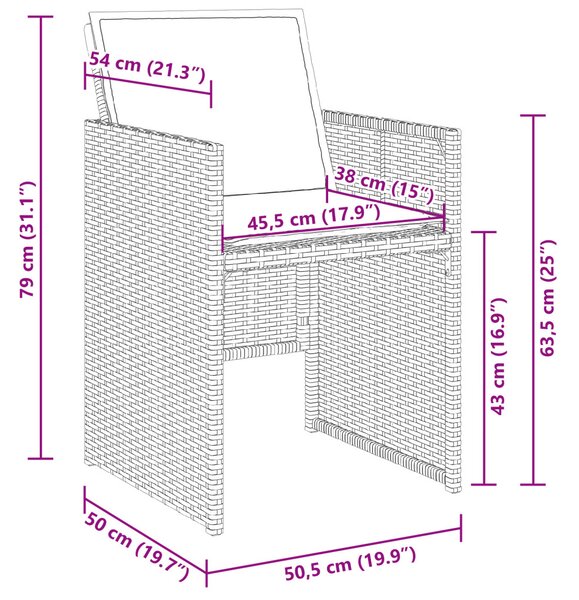 Kert étkező szett 5 pcs Barna polirattan