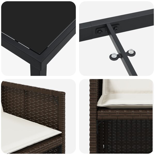 Kert étkező szett 5 pcs Barna polirattan