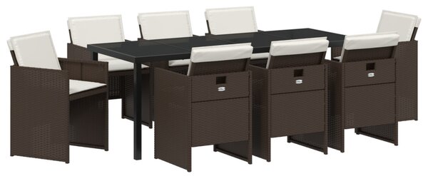 Kert étkező szett 9 pcs Barna polirattan