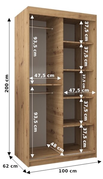 Ruhásszekrény 100 cm Toki (sonoma tölgy + sonoma tölgy)