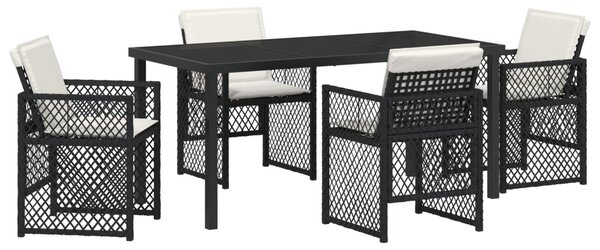 Kert étkező szett 5 pcs Fekete polirattan