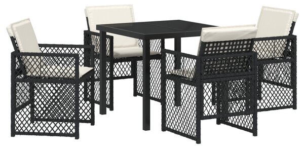 Kert étkező szett 5 pcs Fekete polirattan