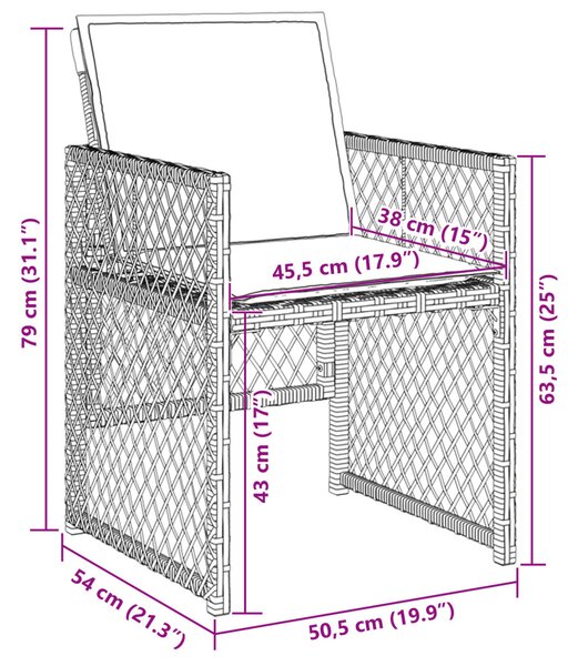 Kert étkező szett 5 pcs Barna polirattan