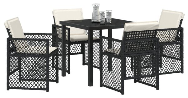 Kert étkező szett 5 pcs Fekete polirattan