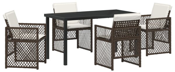 Kert étkező szett 5 pcs Barna polirattan